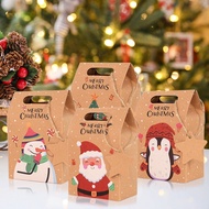 6pcs Merry Christmas Candy Gift Box with Tag Kraft Paper Cookies Gift Packing Bags 2023 Xmas Party Home Decoration New Year 2024