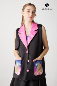 LE TACHA Printed Squirrel V-neck sleeveless Vest เสื้อกั๊กแขนกุุดคอวี