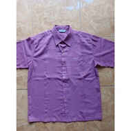 KEMEJA MERAH University Of Cambridge Brand Short Sleeve Shirt, Plain Polyester Material, Fanta Red, 