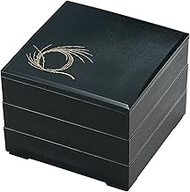 Wakaizumi Lacquerware H-161-7A 3-Tier Heavy Box, 8.5 Square Square Size, Black, Willow Knot (Inner B