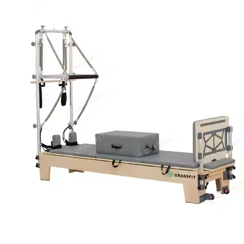 Multi-Functional Wood Pilates Reformer Bed, Full Body Balance Training Equipment for Home & Studio U