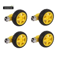 4PCS DC Electric Motor + Plastic TT Motor Tire Wheel Dual Shaft Gear Motor TT   for  Smart Car