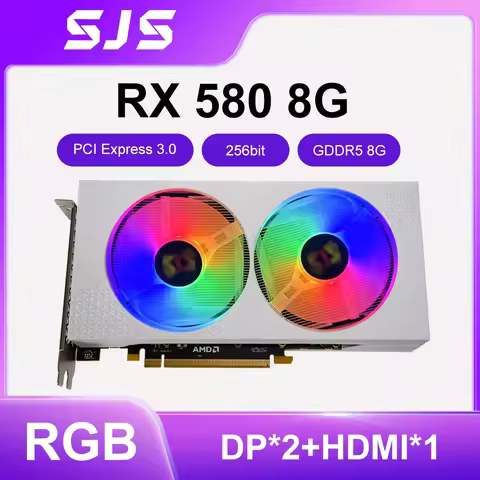2025 SJS RX580 8G Video Card GDDR5 Memory Gaming Graphics Card Desktop Computer RGB placa de video A