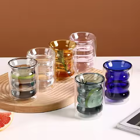 Creative Glass Cups Double-layer Heat-resistant Tumbler Drinking Cups Juice Milk Coffee Cups Tumbler