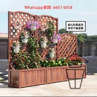 SR28-A 竹木系 木箱花糟植物攀藤棚/攀爬架+盆栽層架/花糟 Wooden Pot Stand/Rack/Plant Climbing Frame 碳化防腐處理 清漆木蜡塗層 合適花園/陽台/露台