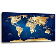 Wall Art blue map of the world Painting Pieces Large wall art world Map Canvas Art Map wall decorati