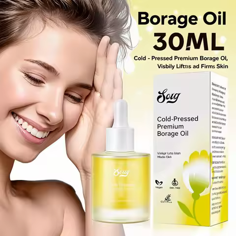 Pressed Borage Oil - 100% Pure Natural Face Oil for Skin Lifting & Firming, Vegan, GMO-Free, for Ela