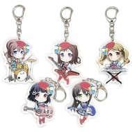 Acrylic BanG Dream Anime Keychain Creative Double-sided Cartoon Figure Toyama Guitar Key Ring Cosplay Party Souvenir Car Key Holder Accessories Gift