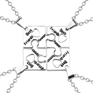 Best Friends Necklace 4-Piece-set Female Puzzle Letter Pattern Pendant Zinc Alloy BFF Friendship Jew