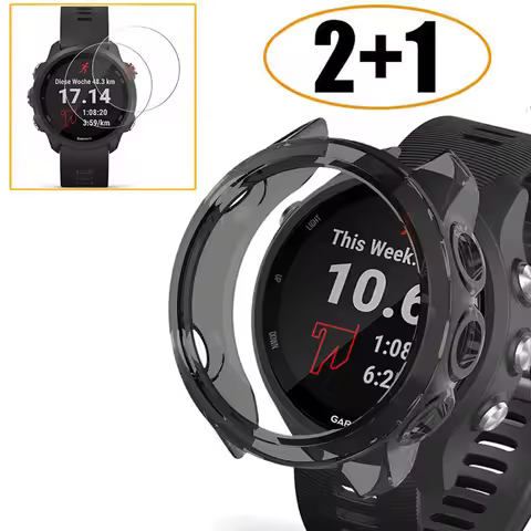 2-in-1 Protector Case + Screen Protector for Garmin Forerunner 245 245 Music Soft TPU Protective Cov