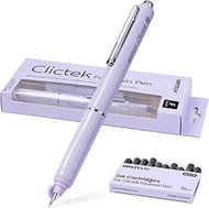 WRITECH Clictek Fountain Pen Set: Retractable Fine Nib Black Ink with 10 Ink Cartridges Smooth Writi