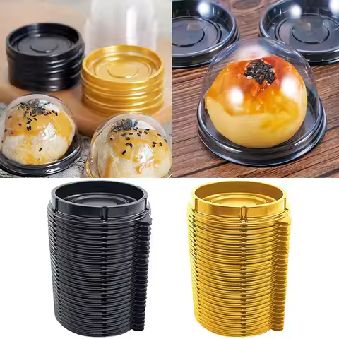50-300pcs Packing Boxes Transparent Plastic Egg Yolk Crisp Moon Cake Boxes Disposable Dessert Packag