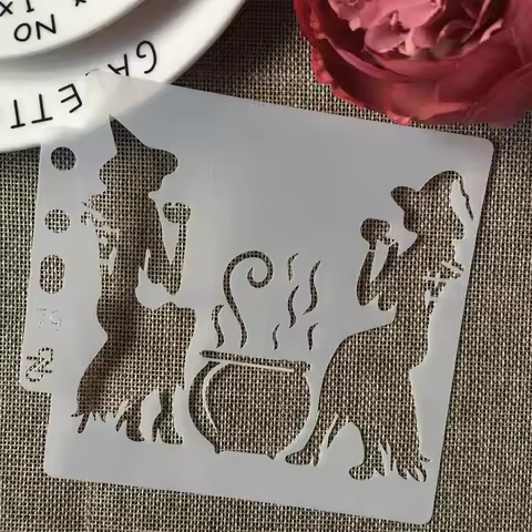 5inch Drinking Witch Talk DIY Layering Stencils Painting Scrapbook Coloring Embossing Album Decorati
