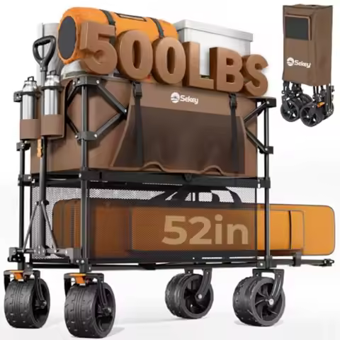 Heavy Duty Double Decker Garden Cart 500LBS Ccity with Extender 400L Large Collapsible Utility Wagon