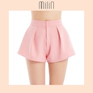 [MILIN] Ultra flare silhouette high waisted peplum with pleated front style shorts กางเกงขาสั้นเอวสู