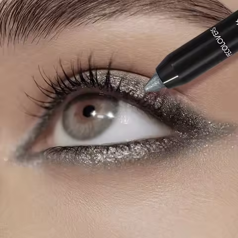 Pearlescent Eyeshadow Pencil Stick Highlight Stick, Black & Grey Shimmer Eye Shadow Pen with Eyeline