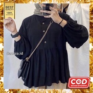 KATUN KEMEJA Clothes Latest Imported Premium MoscrepeWanita White Top Wanita - Magnolia Top Blouse S