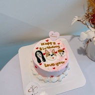 情侶客製化蛋糕 情侶與狗狗 繪圖蛋糕 生日蛋糕 鑠甜點 慶生禮物