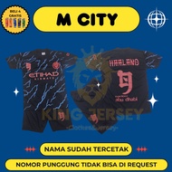 MERAH M CITY KIDS JERSEY BLACK RED (HAALAND)