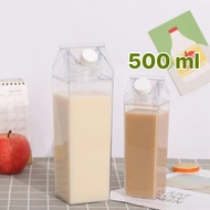Clear Glass Water Bottle Milk Box Container 500ml - Glass Water Bottle 500ml Minimalist Glass Milk B