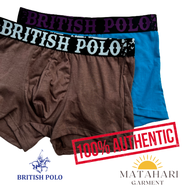 (MG) British Polo 2pcs Men Boxer Trunk Smooth Silk Comfort Underwear Men Underpants Seluar Dalam Lel