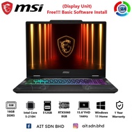 MSI Cyborg 15 B2RWFKG-223MY 15.6"FHD Gaming Laptop Core 5 210H, 16GB, 512GB SSD, RTX5060 8GB, W11 (D