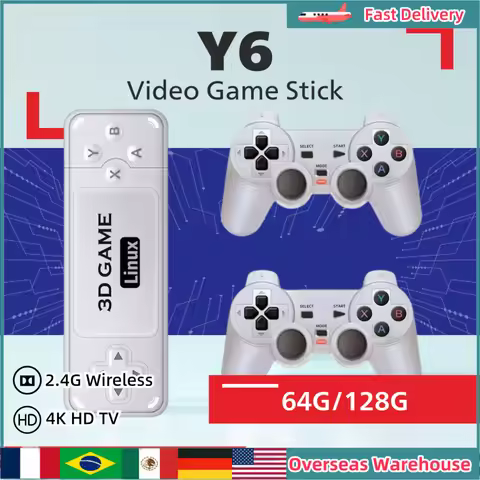 Y6 Y9 Game Stick 4K HD TV Video Portable Handheld Game Console 2.4G Wireless Controller Family Multi