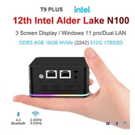 T9 Plus Mini PC Intel Alder Lake N100 8GB/16GB DDR5 256/512GB/1TB Windows 11 Pro Pocket Computer Dual LAN Three HD-MI Desktop PC