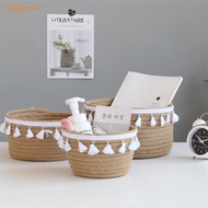 BDGF Storage Baskets Jute sel Foldable Round Easy To Carry Home Sundries Baby Toys Candy Desktop Small Organizer Box SG