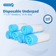 InnoQ Disposable Underpad 6 layer, 17X27 Non-Woven PE Film For Postnatal & Incontinence Care (45 x 6