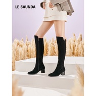 Lairstan New Style Fashion Elegant High Heel Round Knee-Length Black Long Tube Boots Women's Shoes 5