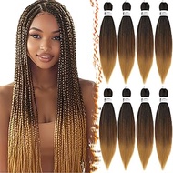 BARSDAR Pre Stretched Braiding Hair, 66 cm, 8 Packs Long Ombre Braiding Hair Extensions, Pre Stretch