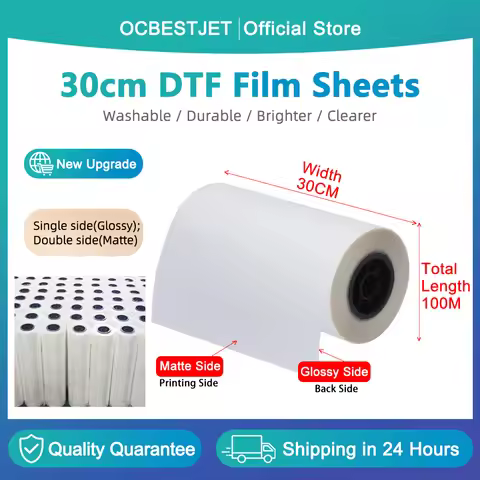 30cm*100m Roll DTF PET Transfer Film 75um For Direct Transfer Film Printing For Epson L1800 L800 XP6