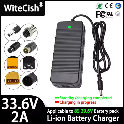 33.6V 2A Li-ion Battery Charger AC 100-240V for 8S 29.6V Battery pack with DC5.5*2.1mm Connector Wit