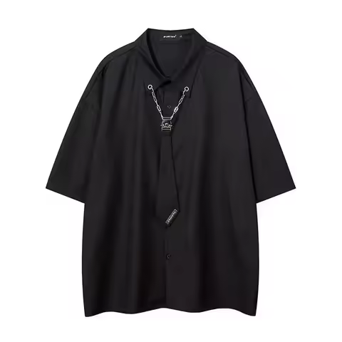 Blacknichedesign Sensibility High-end Feel Hongkong Style Casual Shirt For Men Loose-fit Summer Casu