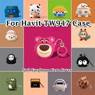 READY STOCK! For Havit TW947 Case Couple Cute cartoon Soft Silicone Earphone Case Casing Cover