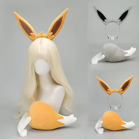 Eevee Cosplay Ears Hair Hoops Fox Tail Cosplay Props Eevee Ears Hairband Furry Tails Costume Accesso