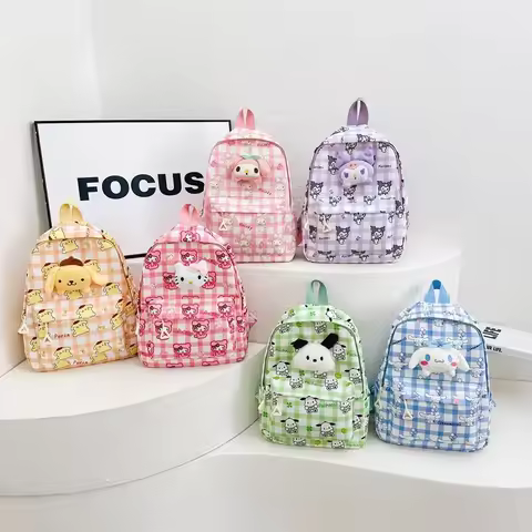 Sanrio New Children's Schoolbags Hello Kitty Kuromi Cinnamoroll Cartoon Burden-reducing Kindergarten