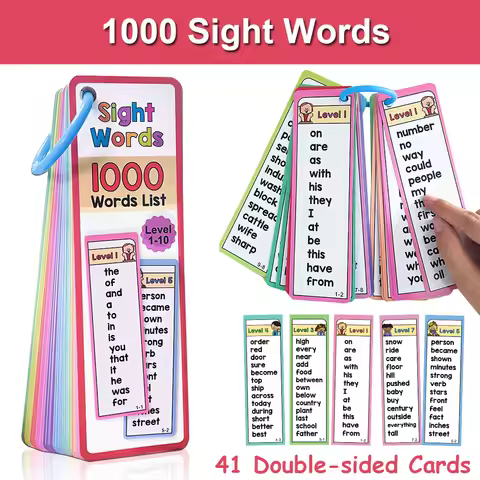 1000 Sight Words List English Educational Flash Cards Vocabulary Building High Frequency Words Teach