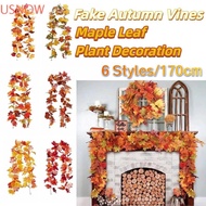 USNOW Red Autumn Maple Leaves, Creative 1.7m Artificial Maple Garland, Hanging Vine Realistic Durabl
