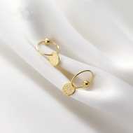 925 Sterling Silver Simple Matte Discs Statement Gold Huggies Drop Earrings for Women Fashion Elegan