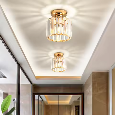 IRALAN Crystal Ceiling Light Corridor Channel Ceiling Lamp Luxur Balcony Aisle Lamp Home Foyer Track
