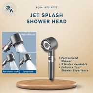 Jet Splash Shower Head by Aqua Wellness - High-Pressure Shower Head With 3 Adjustable Modes
