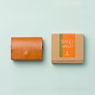 彈力帶植鞣革短夾 駝色