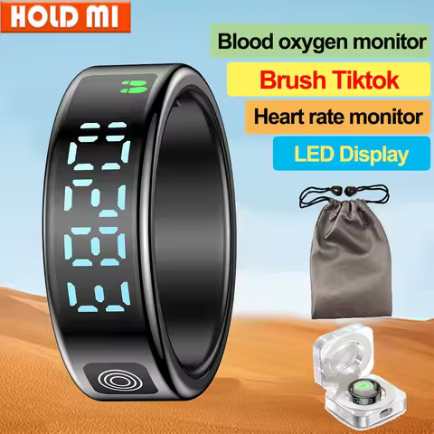 New Smart Ring with Display Heart Rate Blood Oxygen Monitor 5ATM Waterproof Multi Sports Modes SR08 
