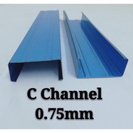 BES C 0.75mm (59”) C Channel Blue Biru / 0.47mm 150cm (59”) Batten Blue Biru Besi Bumbung C Besi Bumbung V Besi C Biru