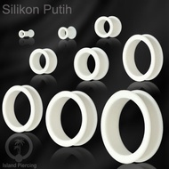Ear-tunnel Silicone Piercing Earrings Flat double flair White Color Size 4-40mm