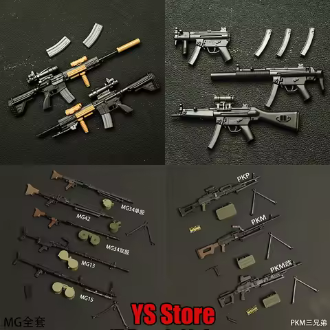Mp5 M27 PKM WWII G36 Full Set 1/12 Mini Static Weapon Model Gun Toys Accessory For 6" Mobile Suit Gi