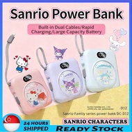 [3C Certification] Sanrio power bank with built-in cable for fast charging, large-capacity portable 