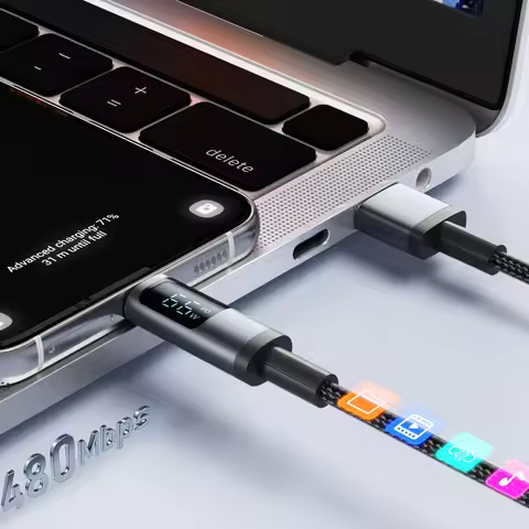 100W Type C To Type C Data Cord Super Fast Charging Cable With LED Display 66W USB A to Type C Cable
